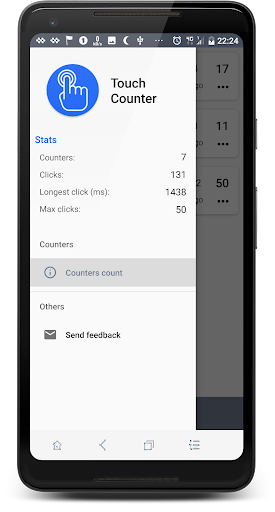 Android application Touch, tap and click Counter screenshort