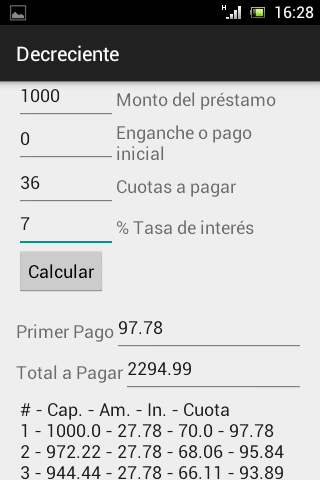 Calculadora Financiera Screen 3