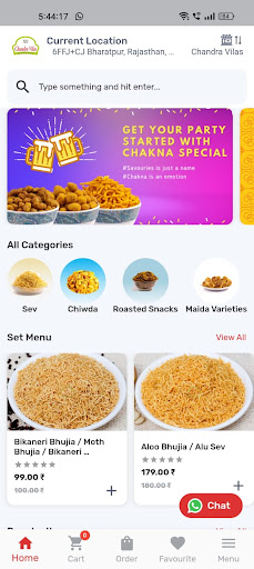 Chandra Vilas: Snacks Delivery Screen 2