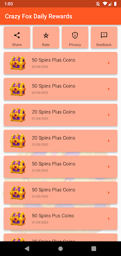 Android application Crazy Fox Daily Spin Rewards screenshort