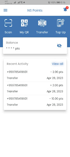 Android application NS Points screenshort