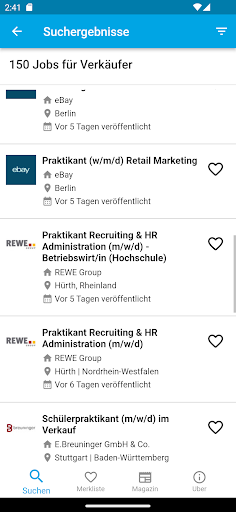 Praktikumsstellen Screen 2