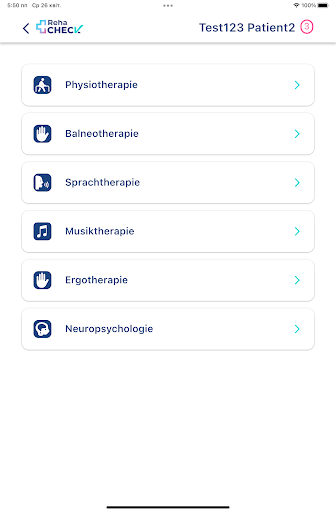RehaCheck Therapeuten App Screen 2