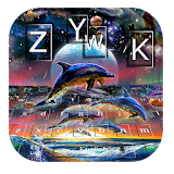 dolphin galaxy ocean planets keyboard water paint icon