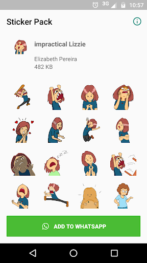 Android application Impractical Lizzie Stickers screenshort