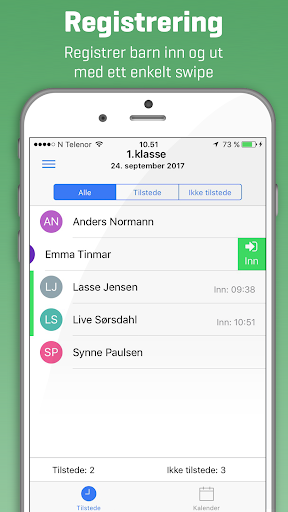 Android application Transponder Tilstede screenshort