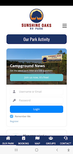 Android application Sunshine Oaks RV Park screenshort