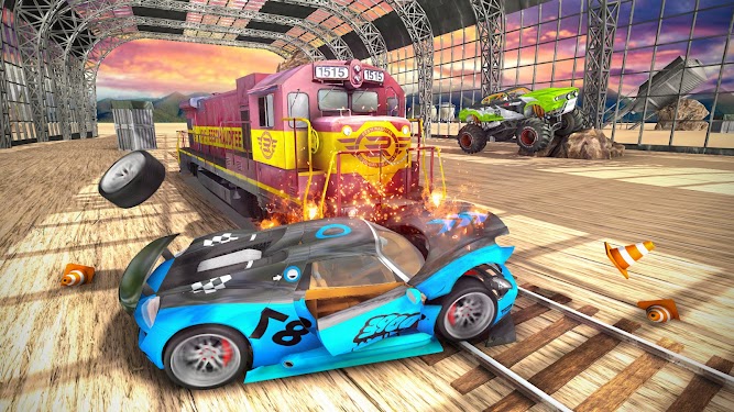 #1. Train Car Demolition Derby Sim (Android) By: Extreme Bolt Fighting Games