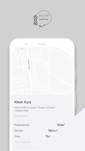 Android application Klean Kutz Barbershop screenshort