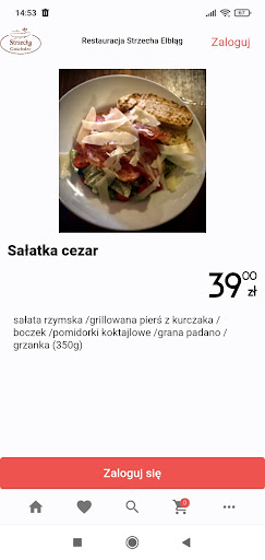 Android application Restauracja Strzecha Elbląg screenshort