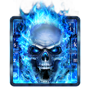  Blue Fire Skull Keyboard 