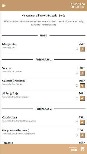 Android application Verona Pizzeria Borås screenshort
