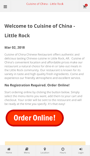 Android application Cuisine of China Little Rock screenshort