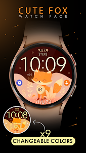Cute Fox digital watch face