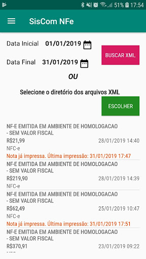 Android application SiscomNFe - Impressor screenshort