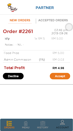 TastyEats Partner Screen 2
