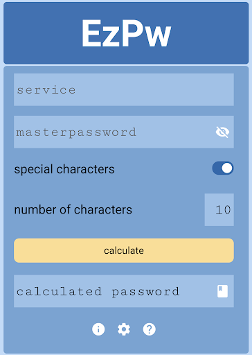 Android application password generator - EzPw screenshort
