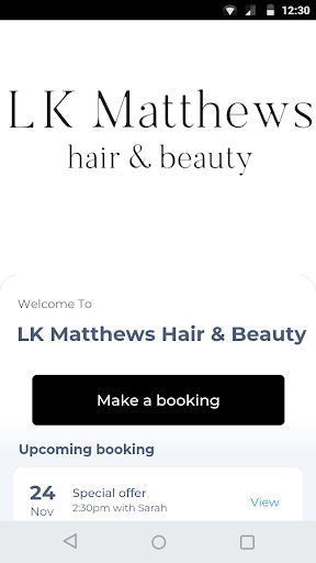 Android application LK Matthews Hair & Beauty screenshort