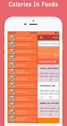Android application Calories In Foods screenshort