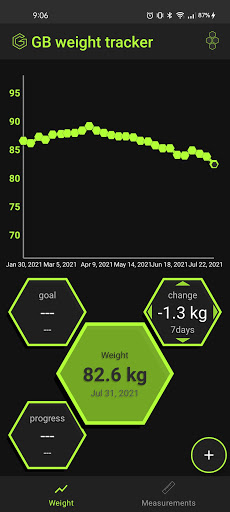 Android application Gym Buddy weight tracker screenshort