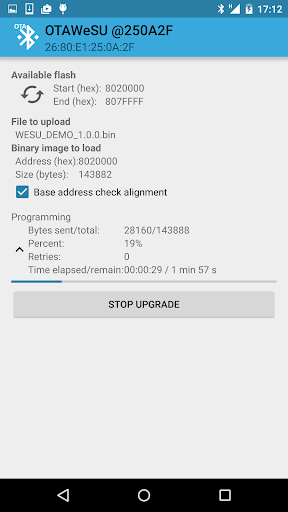 Screenshot of ST BlueDFU