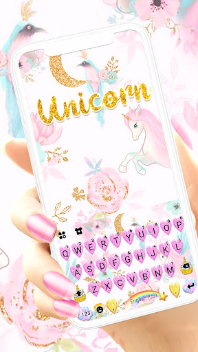 Android application Glitter Unicorn Pink Keyboard screenshort