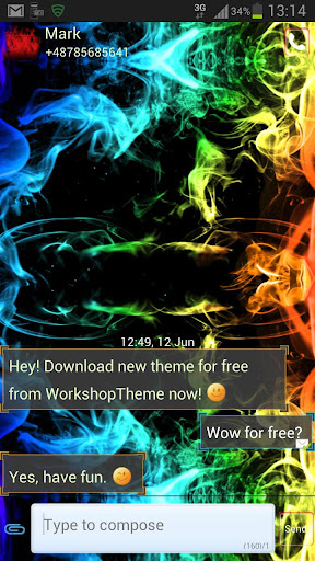 Rainbow Smoke Theme GO SMS Screen 2