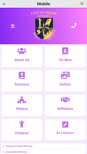 Android application City of Praise screenshort