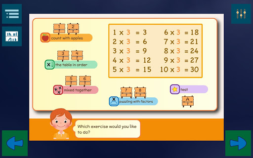 Multiplication tables & Apples Screen 2