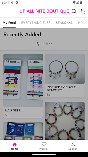 Android application UP ALL NITE BOUTIQUE screenshort