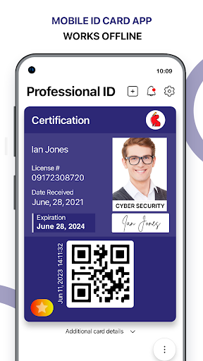 Android application Professional ID: Certification screenshort