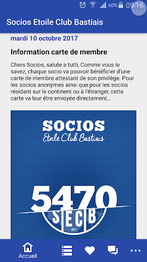 Android application Socios Etoile Club Bastiais screenshort