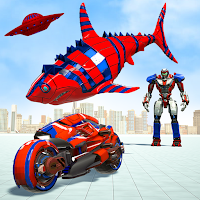 鮫ロボット変身ゲーム：バイクロボットゲームHungry Shark Robot Games