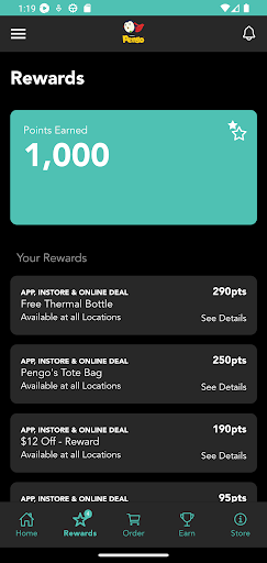 Screenshot of Pengo Drink Station Rewards
