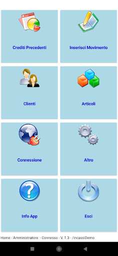 Android application Gestione Incassi screenshort