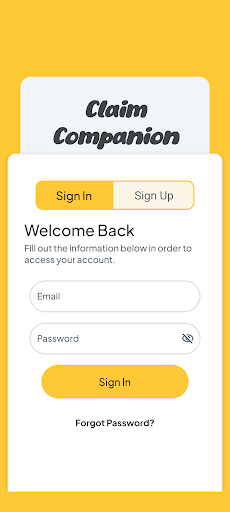 Android application Claim Companion screenshort