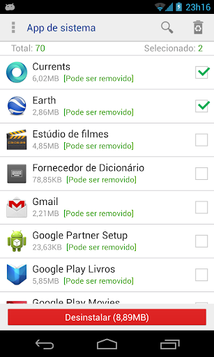 Visualização do aplicativo