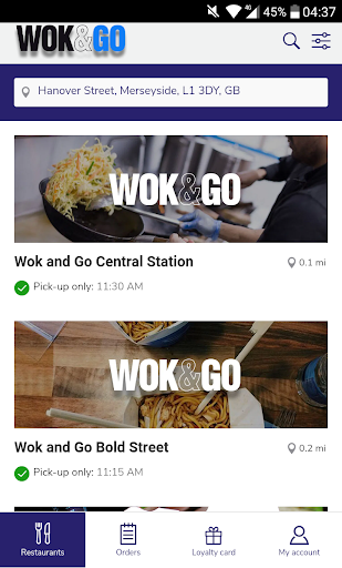 Android application Wok & Go screenshort