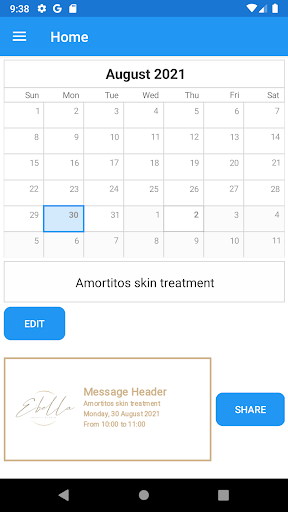 Android application Appointment Card screenshort
