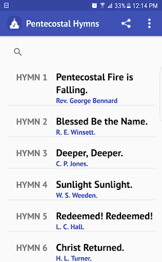 Android application Pentecostal Hymnal screenshort