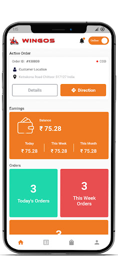 Wingos : Delivery Man App Screen 3