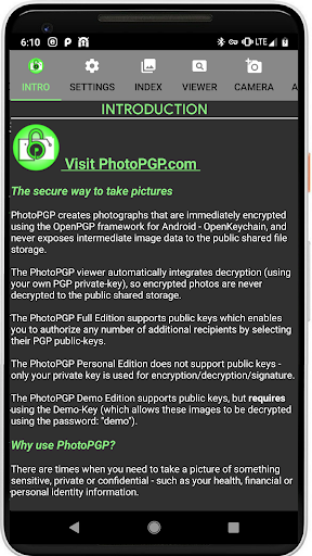 Android application PhotoPGP Full Edition screenshort