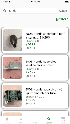 Vehicle Parts App Screen 3