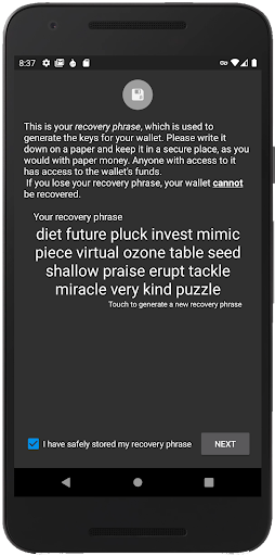 Verge Tor Wallet for Android Screen 2