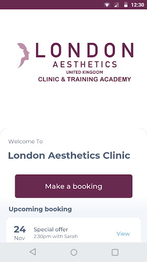 Android application London Aesthetics Clinic screenshort