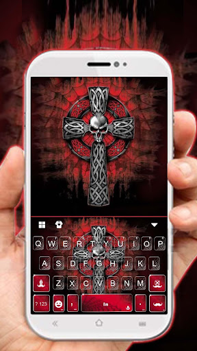 Android application Neon Red Cross Keyboard Theme screenshort