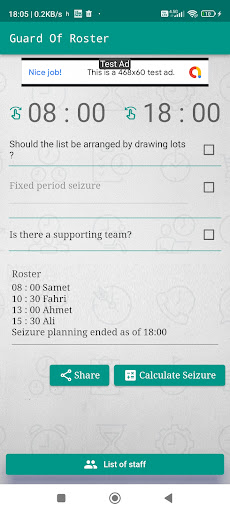Android application Calculate Guard Duty screenshort