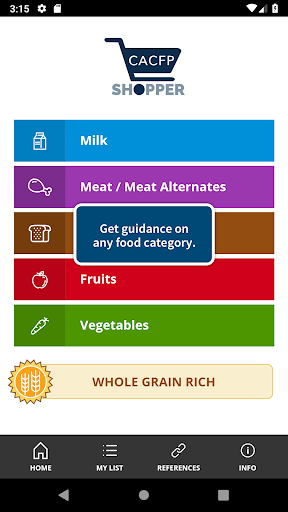 Android application CACFP Shopper screenshort