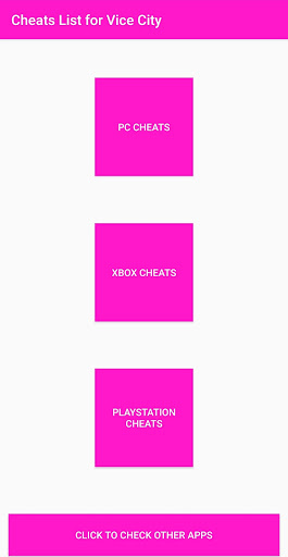 Android application Cheat Codes List for V City screenshort