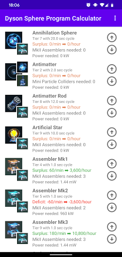 Android application DysonCalc - Dyson Sphere Progr screenshort